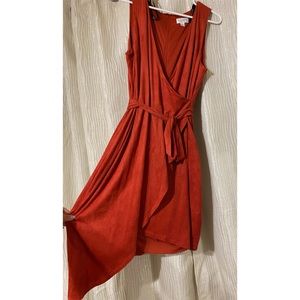 Bisou Bisou Burnt Orange Suede Wrap Dress